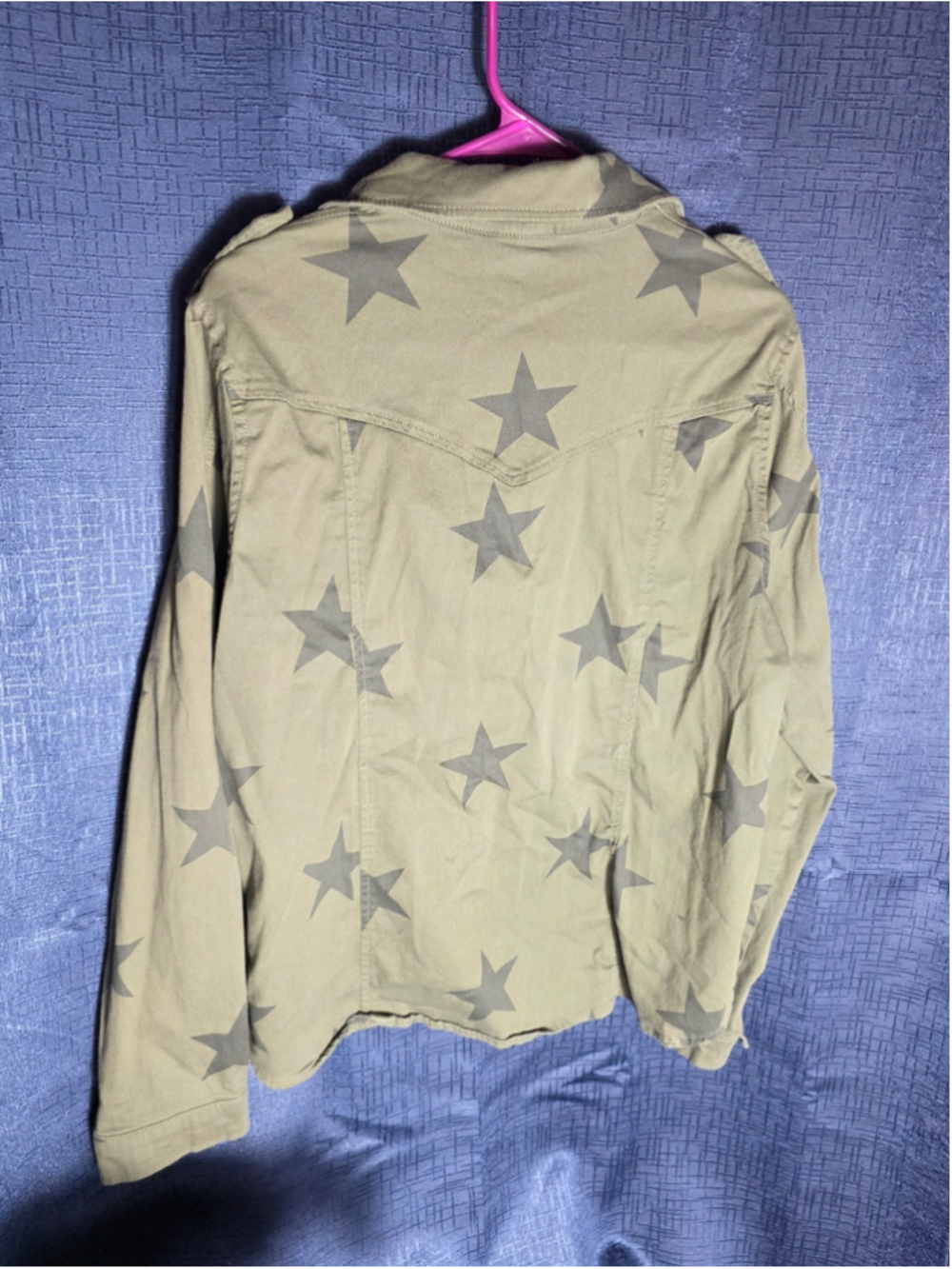 Women's Knox Rose Olive Green Star Print Utility Jacket XL rock y2k 90's - Picture 9 of 9